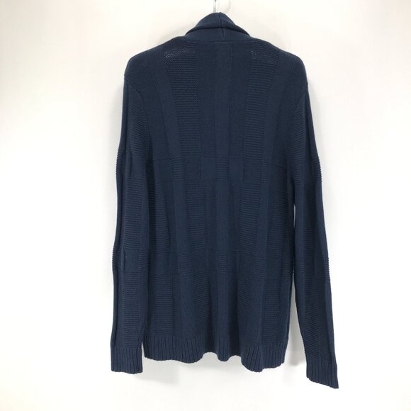 NEW Express Shawl Collar Knit Cardigan Men's Large Navy Blue Button Down Winter - Picture 4 of 9